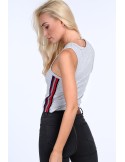 Gray ribbed top with stripes 0300 - Online store - Boutique